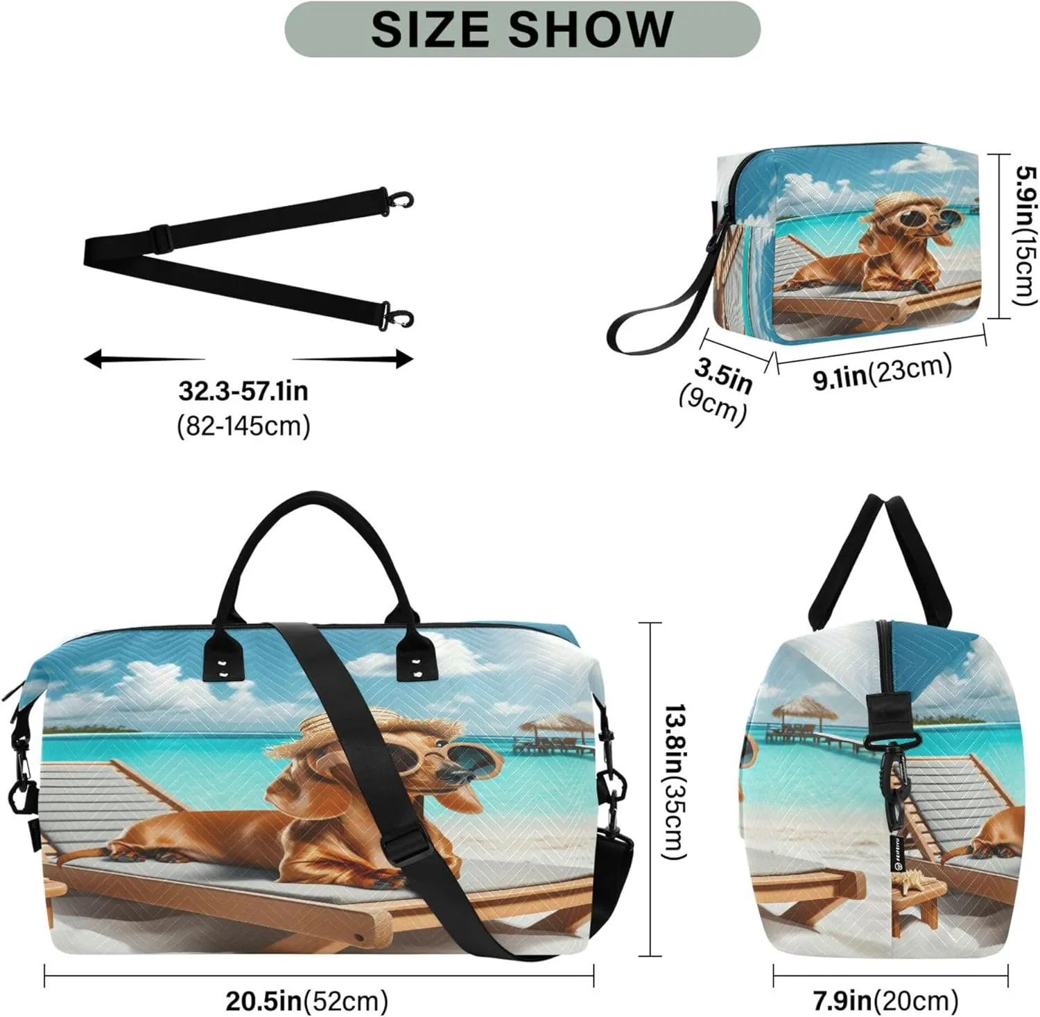 Exnundod Women Weekender Bags Summer Beach Dachshund Dog Travel Duffel Bags Carry On Overnight Bag Large Hospital Tote Luggage