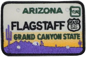 Flagstaff Iron on Applique Patch, Arizona Route 66 AZ License Plate Grand Canyon 2.75" - for Hats, Shirts, Shoes, Jeans, Jacket