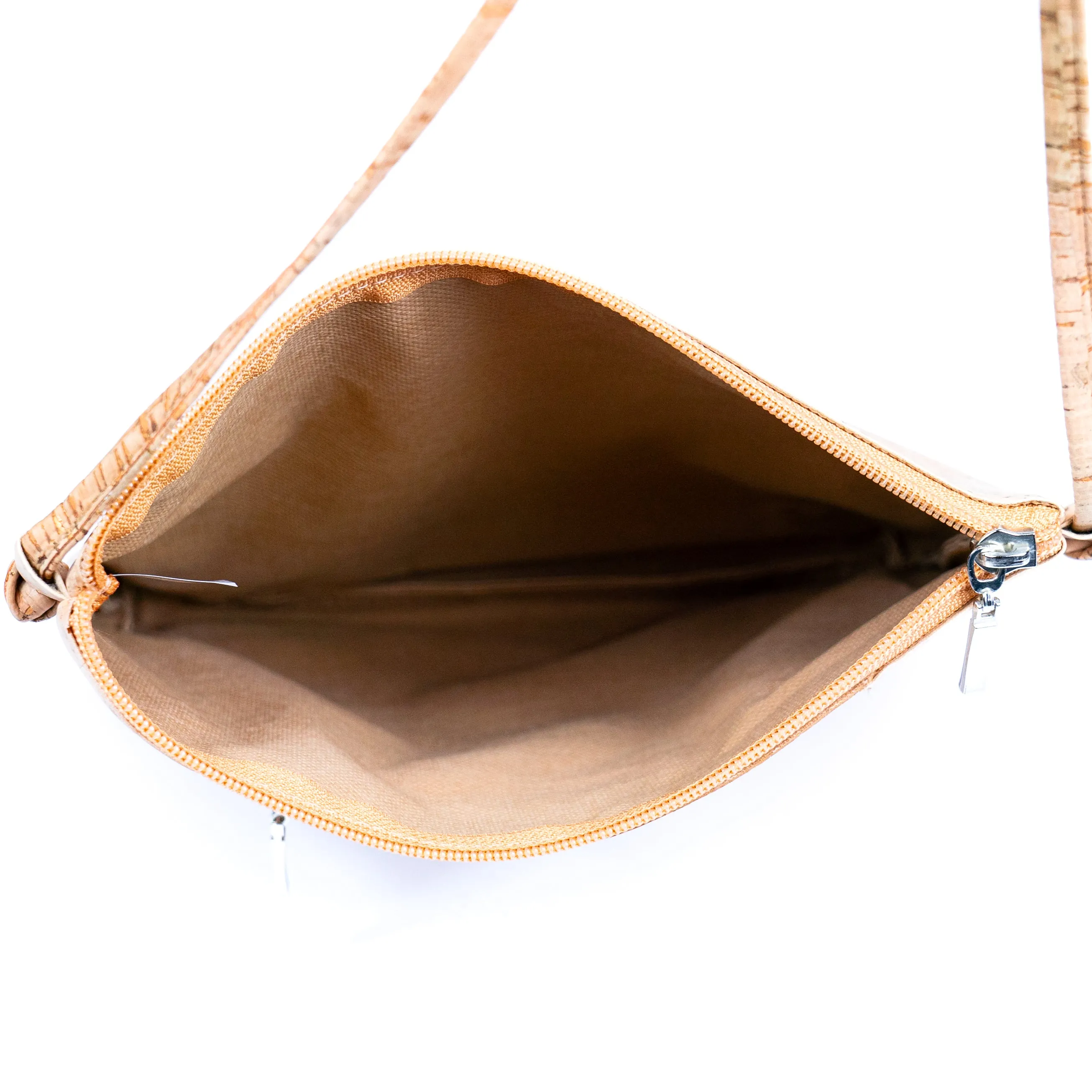Floral White Print Cork Shoulder Bag with Zippered Pockets BAGP-258
