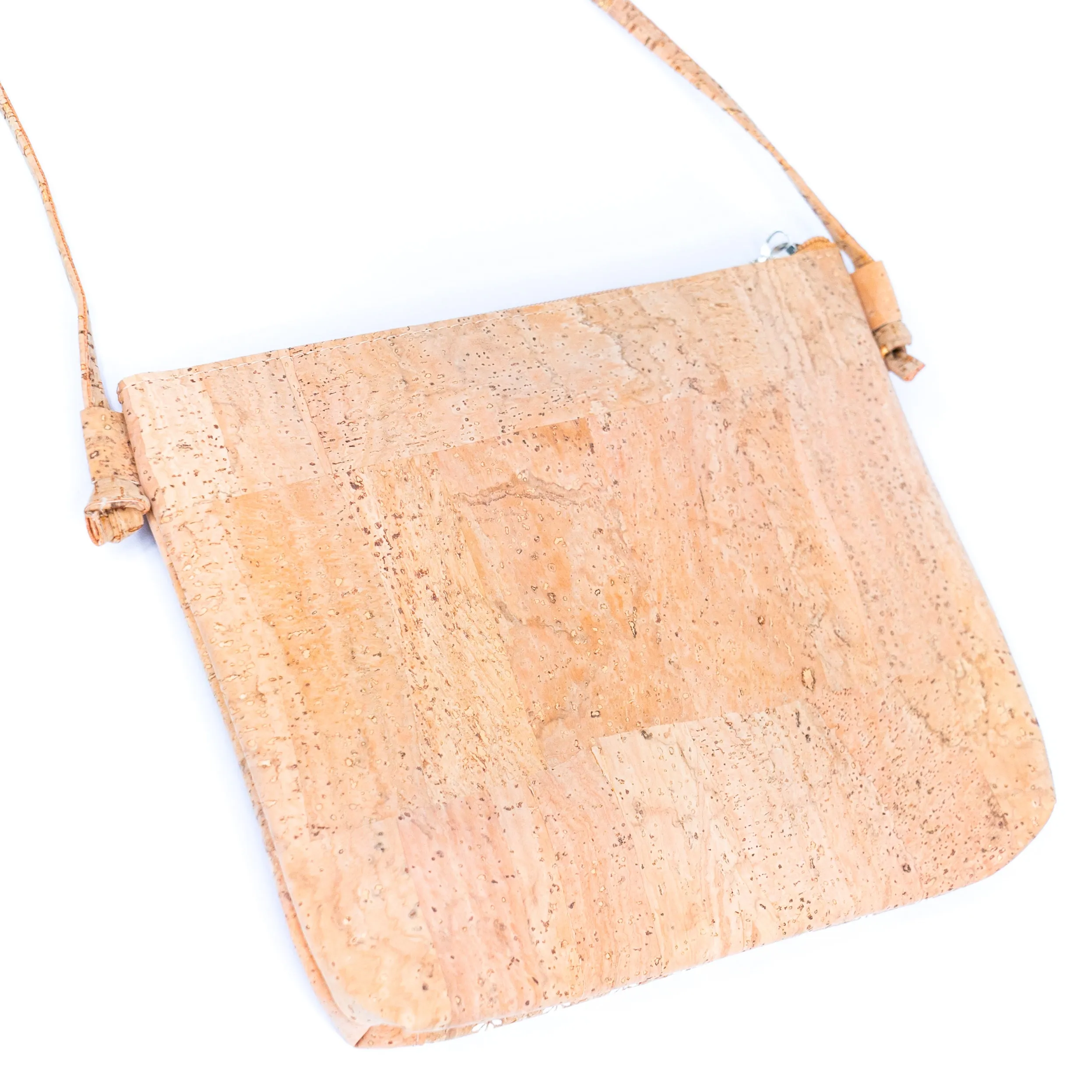 Floral White Print Cork Shoulder Bag with Zippered Pockets BAGP-258