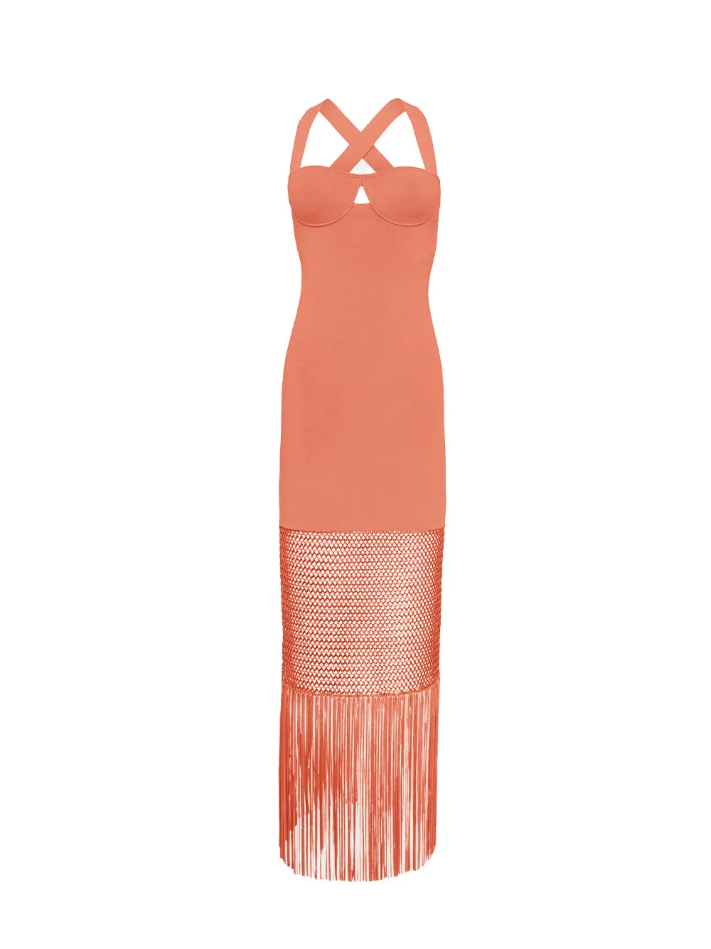Fringe Diana Dress (Coral)