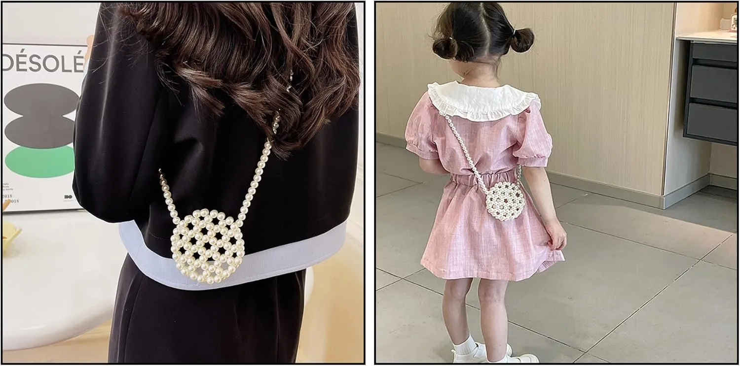 Girls White Beaded Pearl Handbag Purse Vintage Pearl Clutch Pearl Bag Pearl Wrislet Mini Evening Bag for Party Wedding