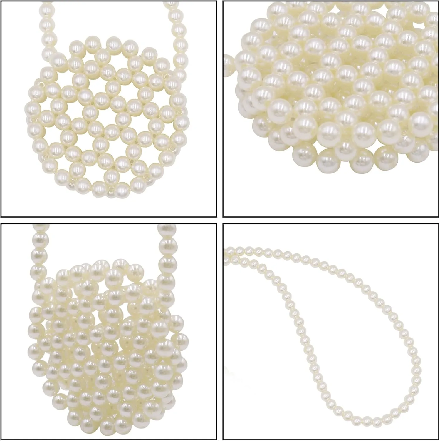 Girls White Beaded Pearl Handbag Purse Vintage Pearl Clutch Pearl Bag Pearl Wrislet Mini Evening Bag for Party Wedding