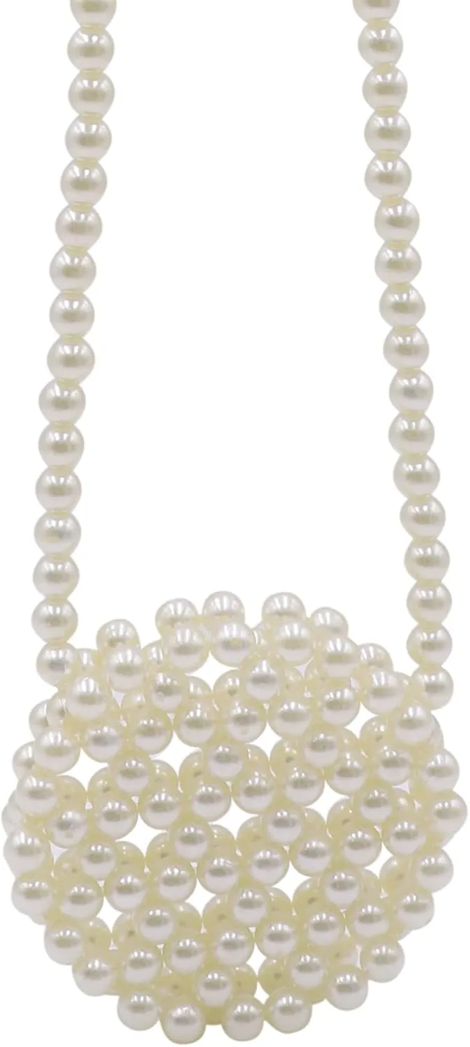 Girls White Beaded Pearl Handbag Purse Vintage Pearl Clutch Pearl Bag Pearl Wrislet Mini Evening Bag for Party Wedding