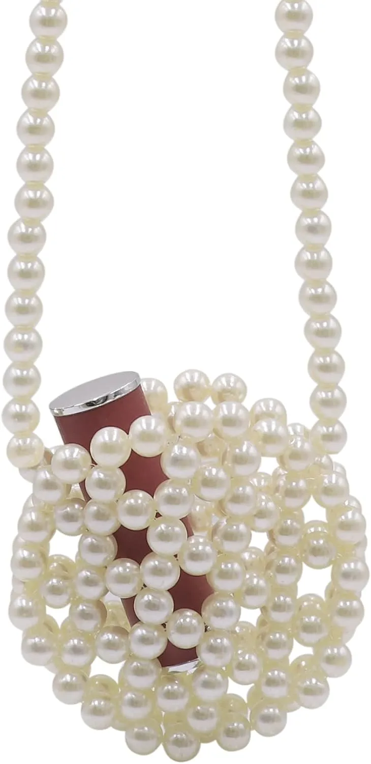 Girls White Beaded Pearl Handbag Purse Vintage Pearl Clutch Pearl Bag Pearl Wrislet Mini Evening Bag for Party Wedding