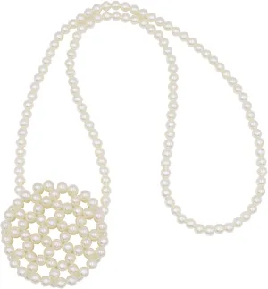 Girls White Beaded Pearl Handbag Purse Vintage Pearl Clutch Pearl Bag Pearl Wrislet Mini Evening Bag for Party Wedding