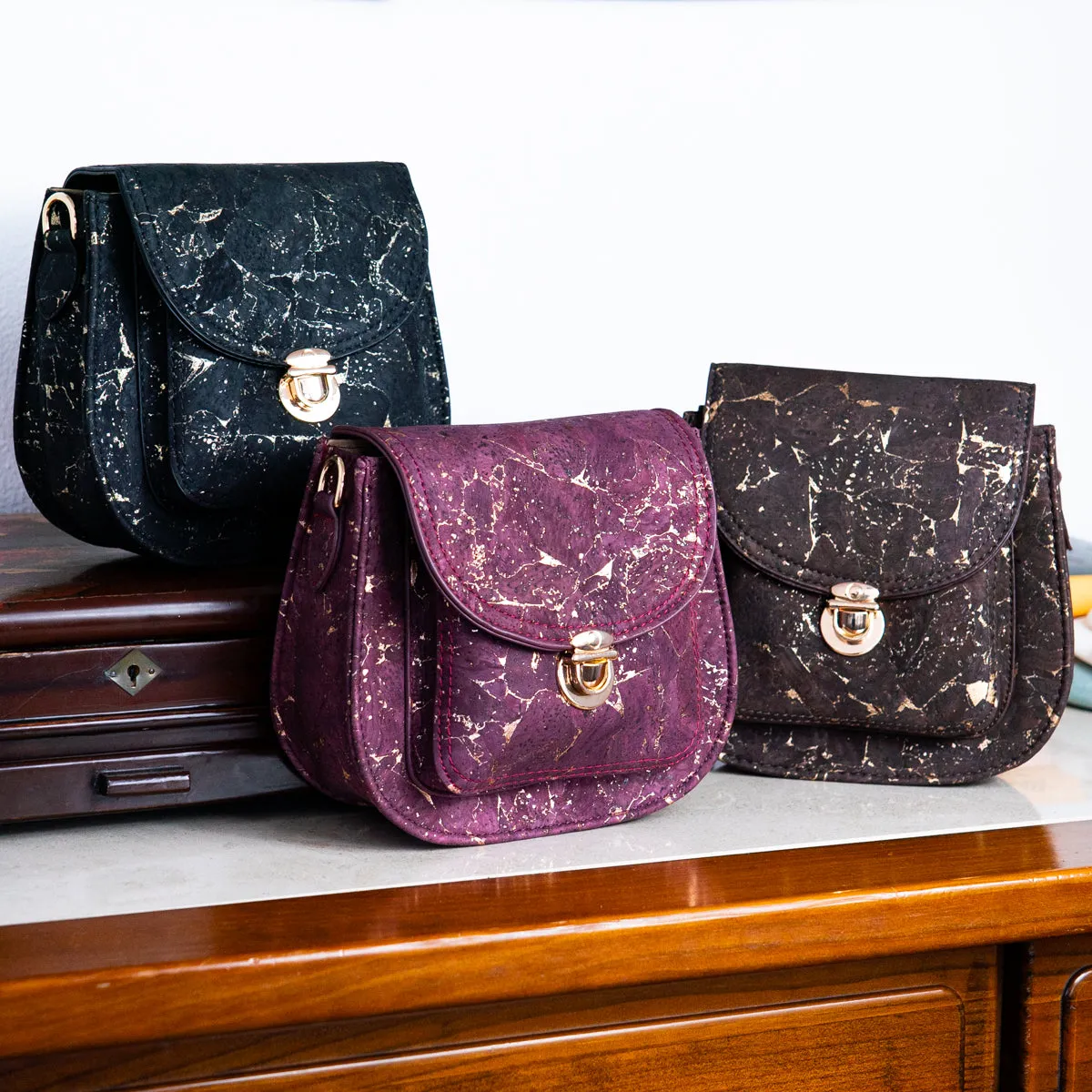 Golden Accents Cork Crossbody Bag for Women BAG-2282