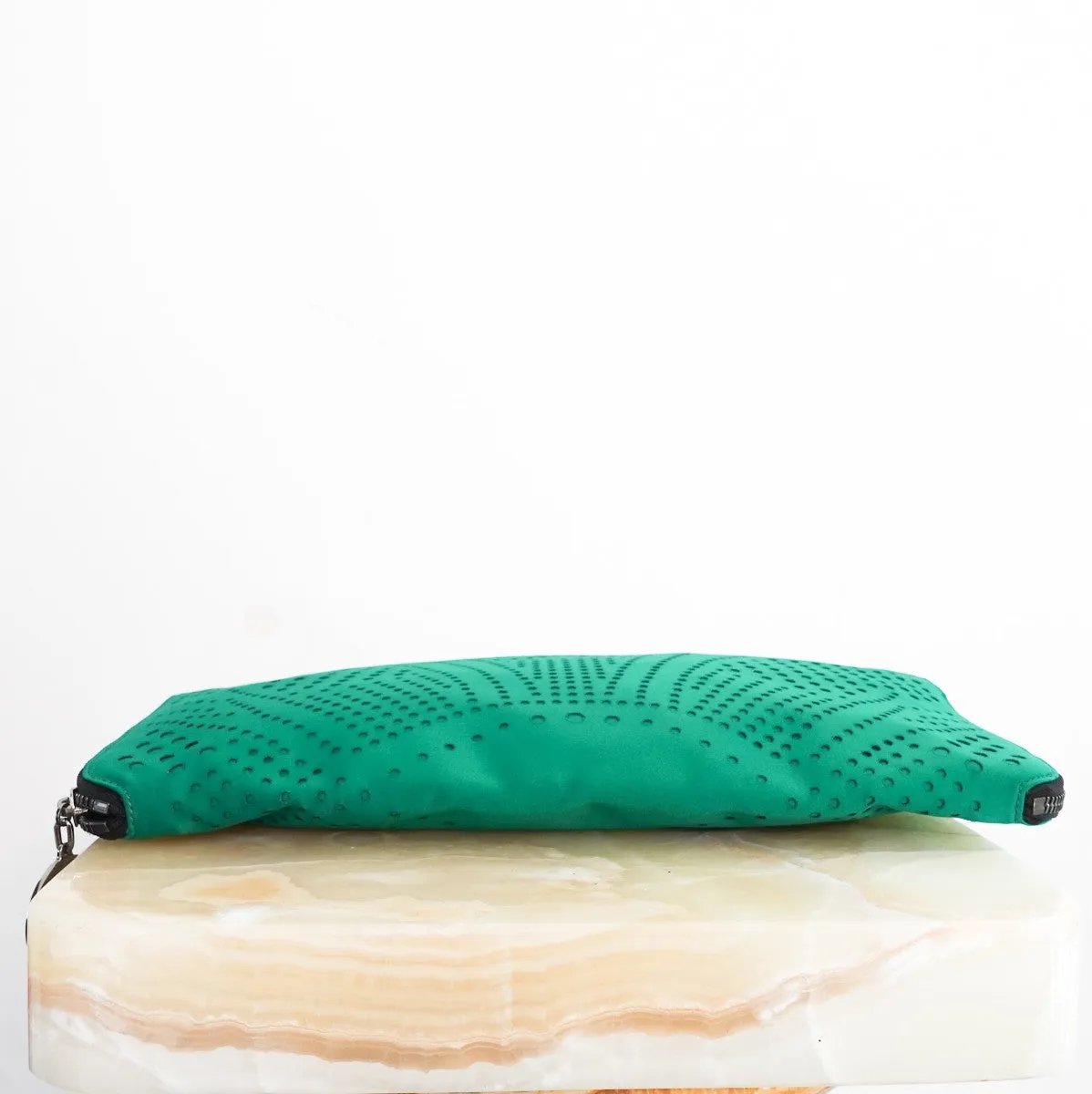 Green oversized zip around clutch RRP £525