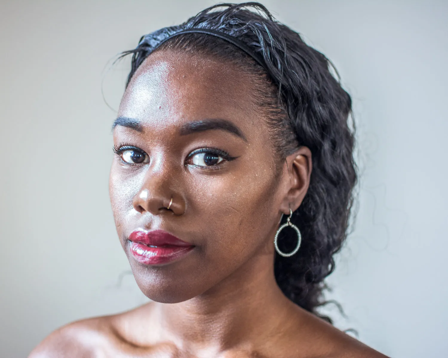 Handmade Dangling Beaded Hoop Earrings, 25mm