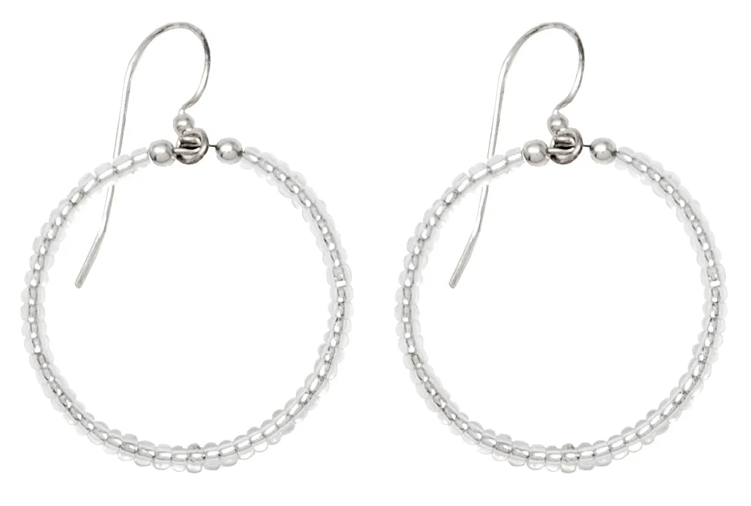 Handmade Dangling Beaded Hoop Earrings, 25mm