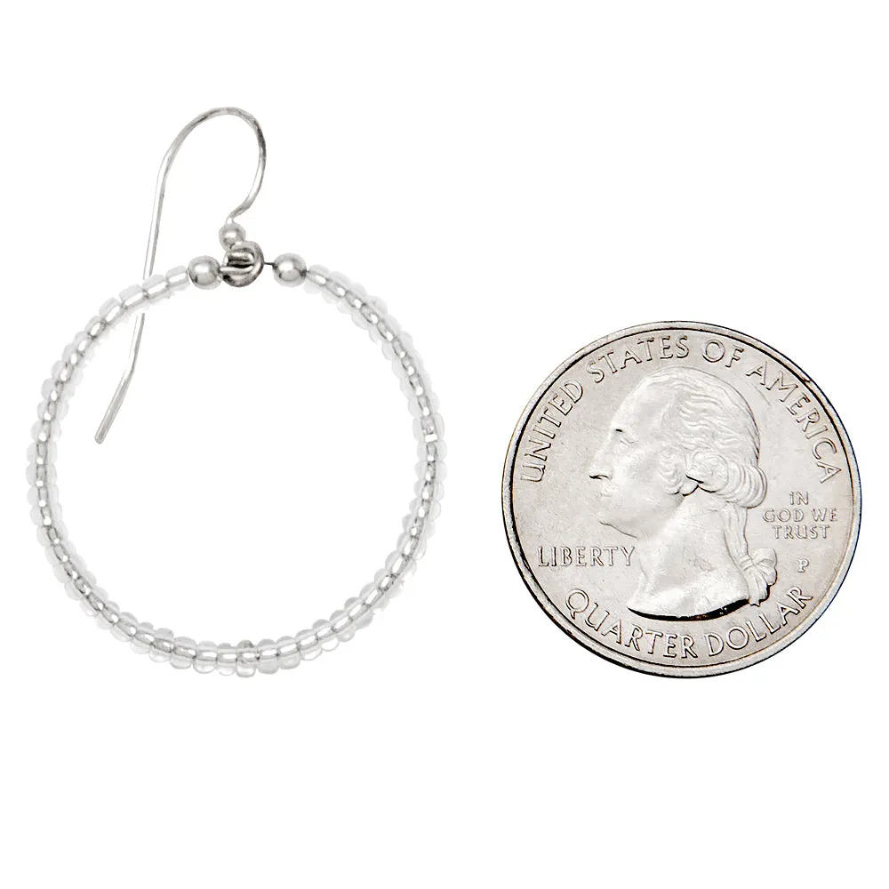 Handmade Dangling Beaded Hoop Earrings, 25mm