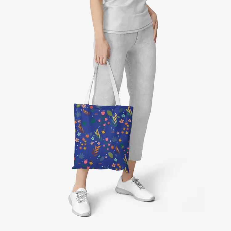 Heavy Duty and Strong Natural Canvas Floral Tote Bag