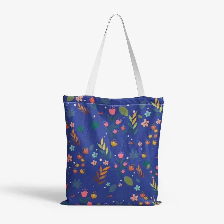 Heavy Duty and Strong Natural Canvas Floral Tote Bag