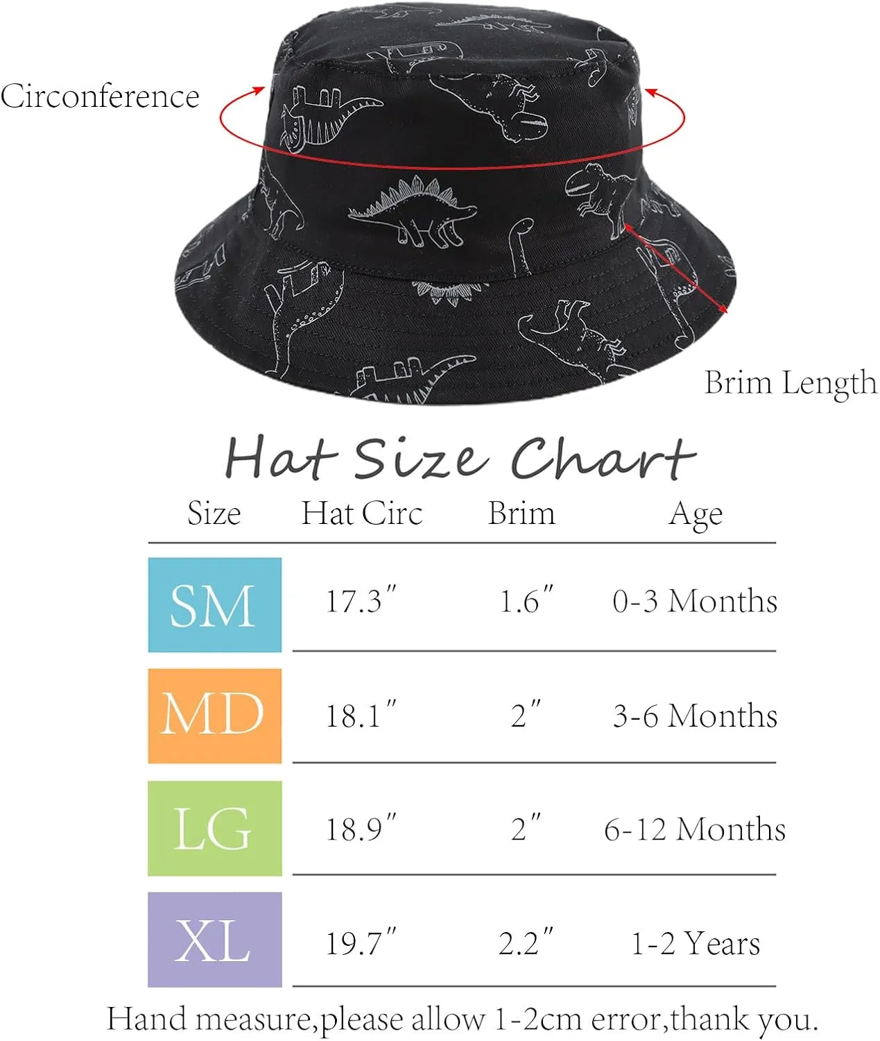 JANGANNSA Dinosaur Baby Boys Sun Hat Cotton Toddler Girls Bucket Hats Summer Sun Protect Cap for Kids
