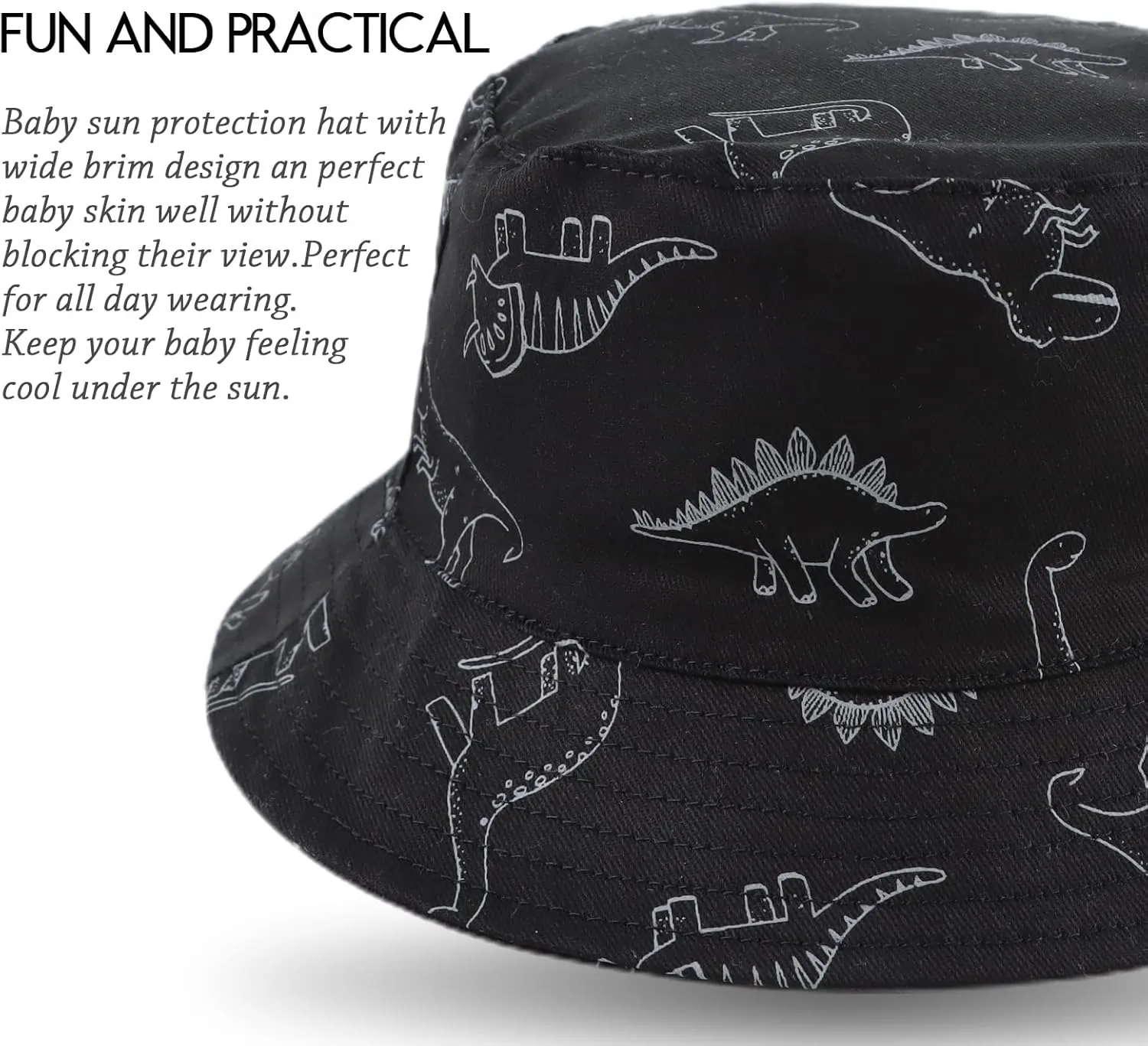 JANGANNSA Dinosaur Baby Boys Sun Hat Cotton Toddler Girls Bucket Hats Summer Sun Protect Cap for Kids