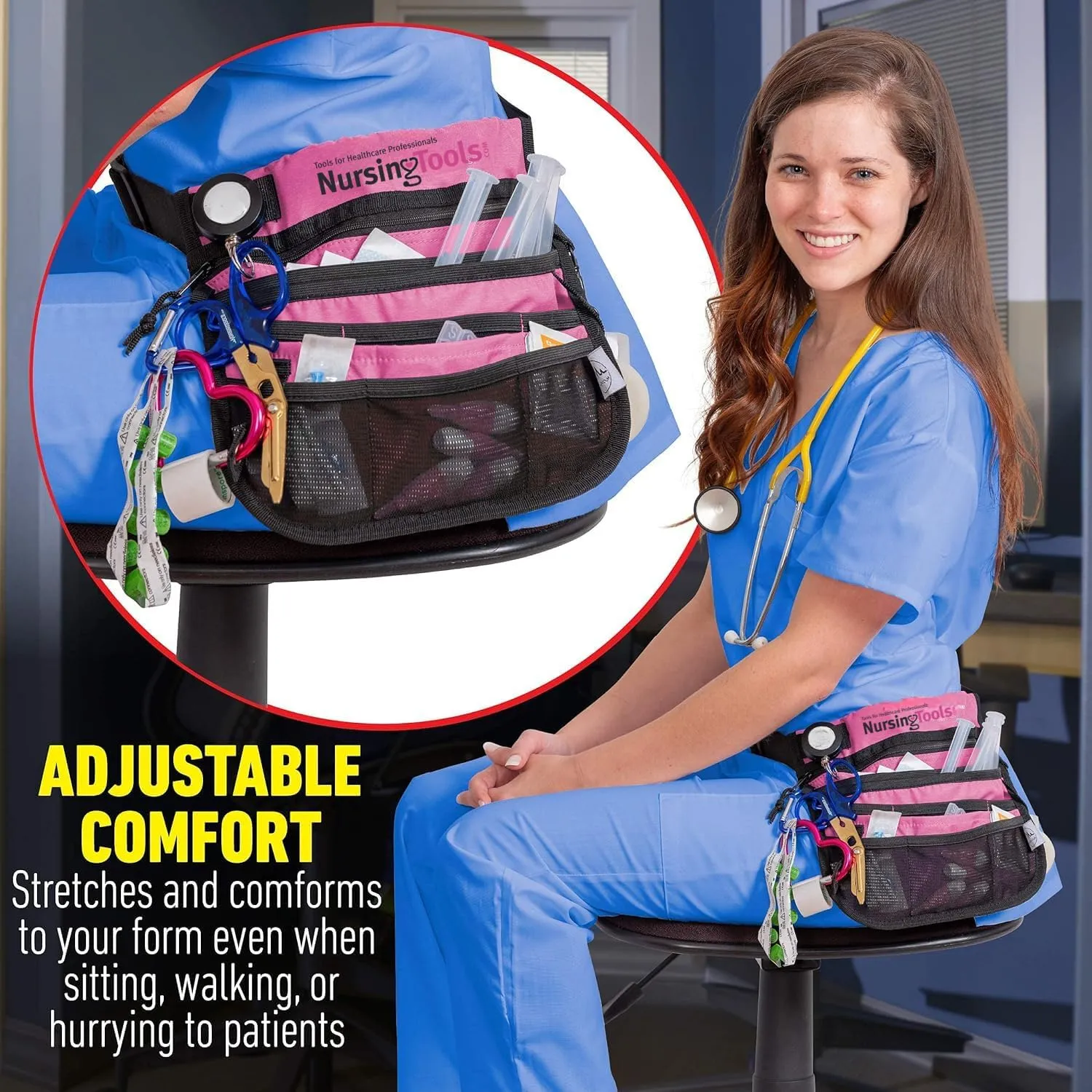 Kangapak Nurse Fanny Pack Multi Compartment Waist Organizer Tool Bag for Students, Practitioners & Medical Professionals