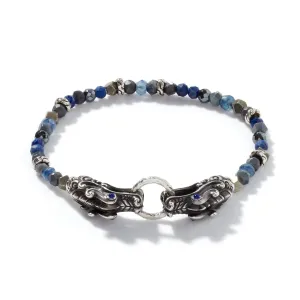Naga Beaded Bracelet, Silver, Gemstones|BMS60292LPZPYOP