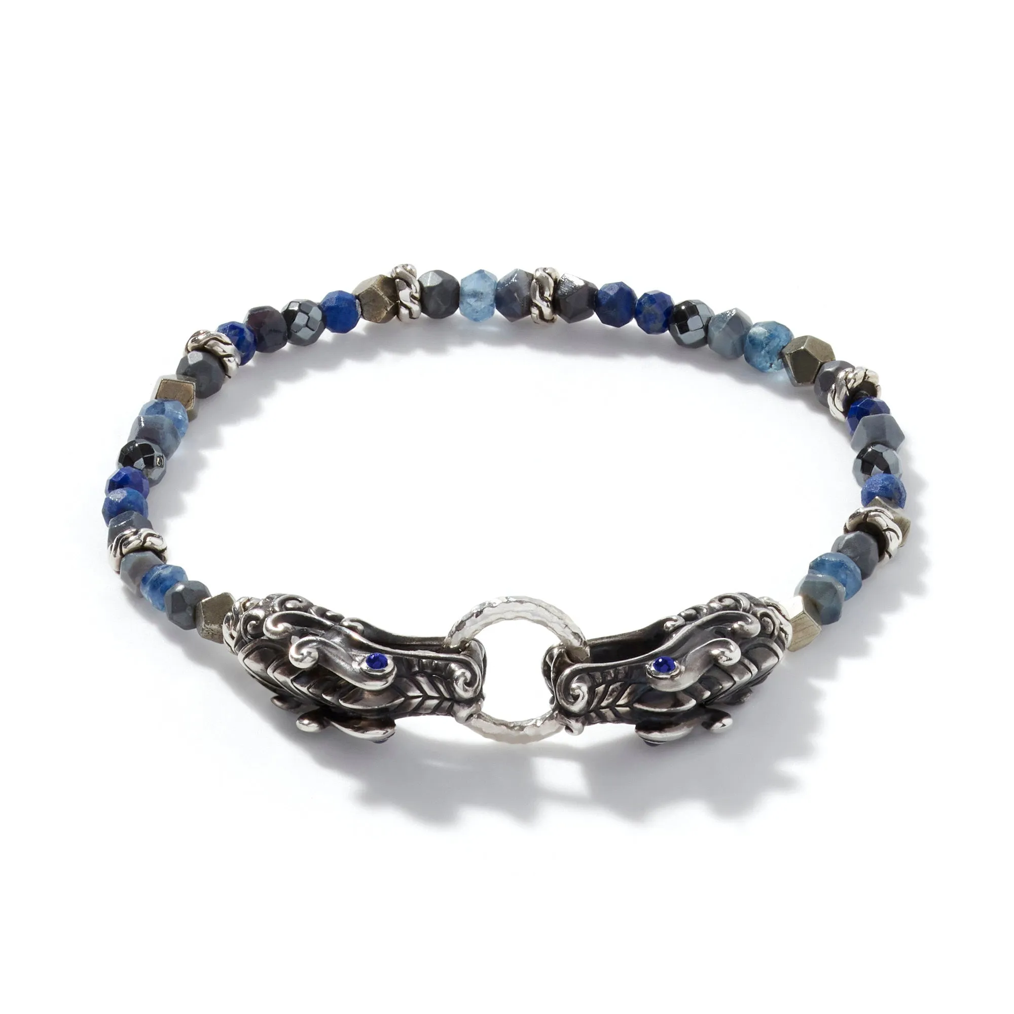 Naga Beaded Bracelet, Silver, Gemstones|BMS60292LPZPYOP