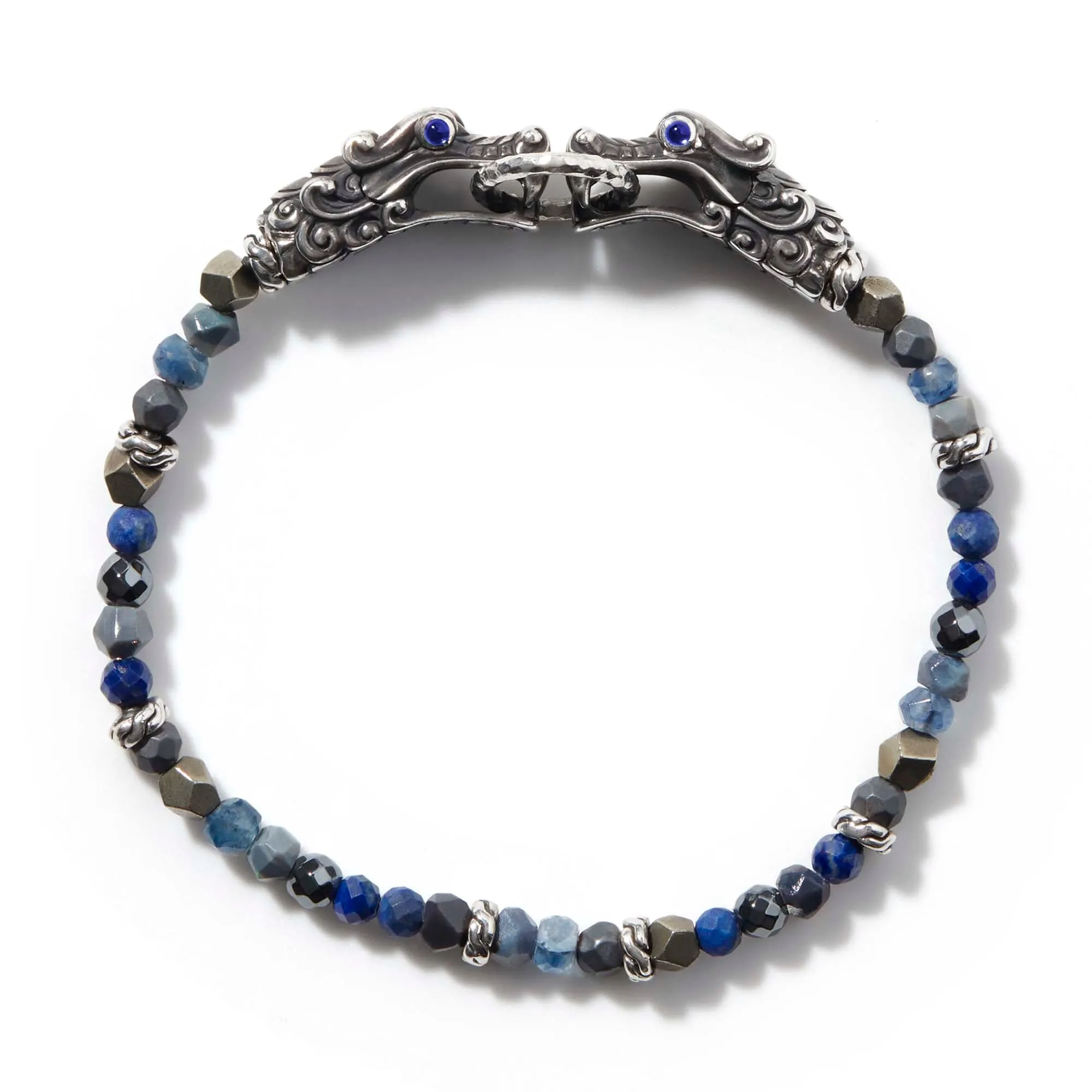 Naga Beaded Bracelet, Silver, Gemstones|BMS60292LPZPYOP