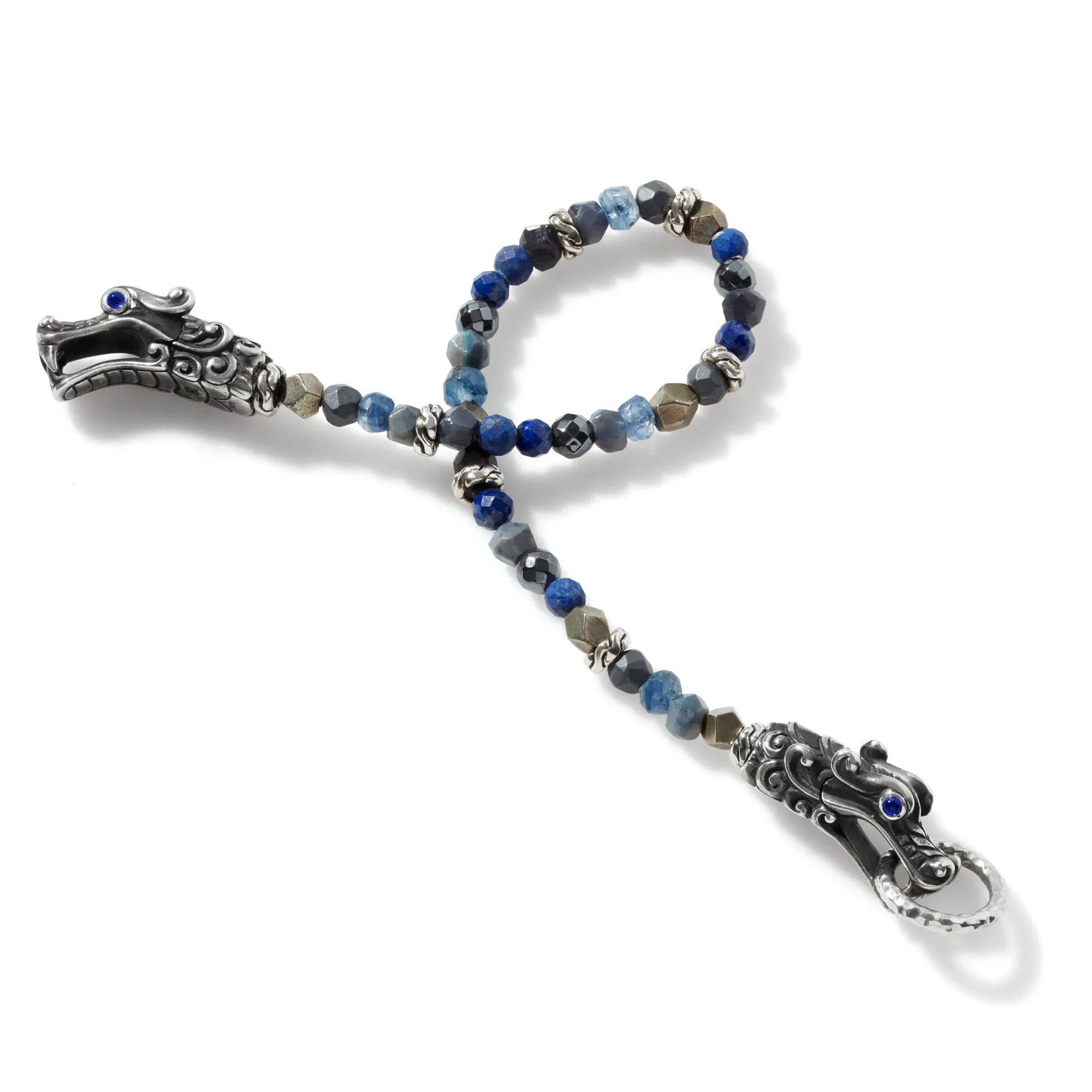 Naga Beaded Bracelet, Silver, Gemstones|BMS60292LPZPYOP