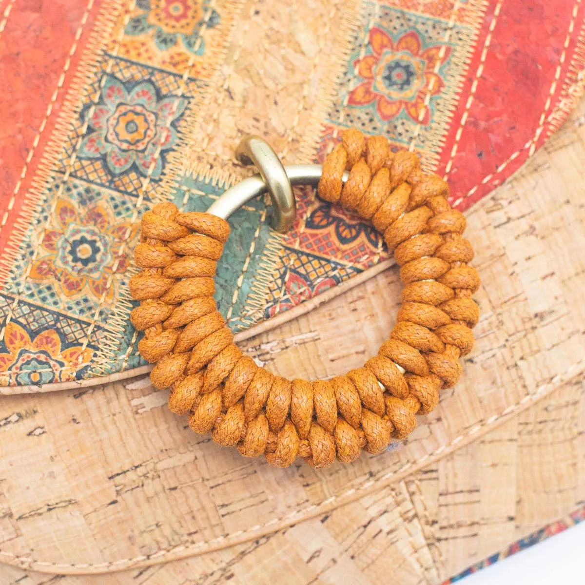 Natural Cork Women's Crossbody Bag with Circular Ring Weave BAGF-051