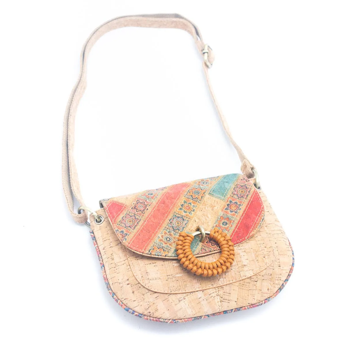 Natural Cork Women's Crossbody Bag with Circular Ring Weave BAGF-051