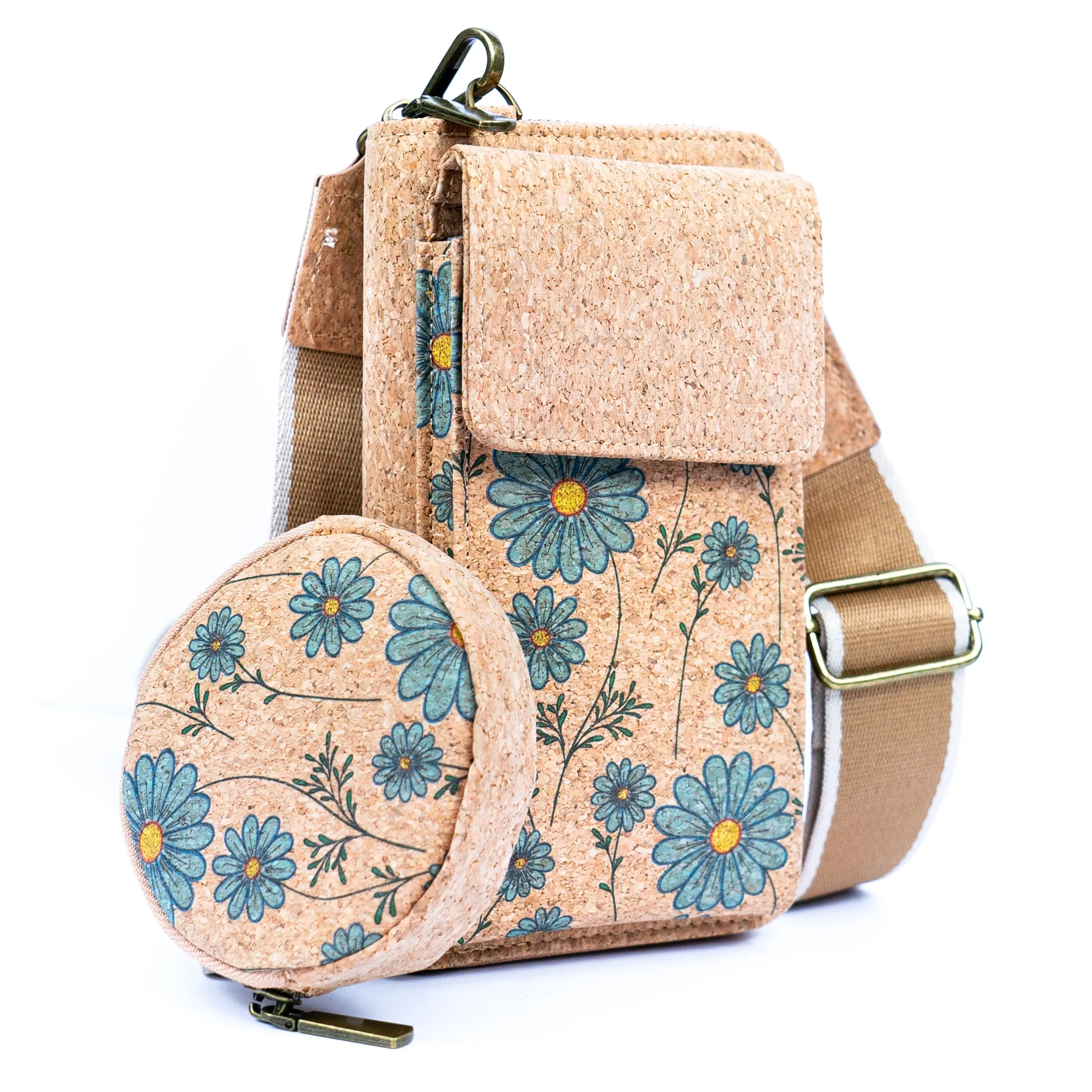 Natural Cork Women's Printed Phone Pouch with Detachable Coin Purse BAG-2310