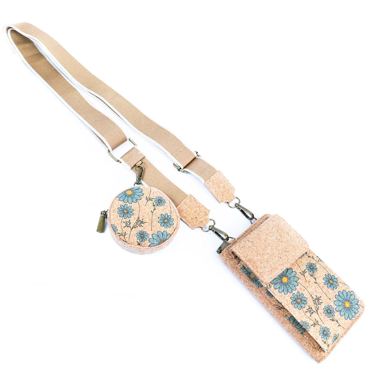 Natural Cork Women's Printed Phone Pouch with Detachable Coin Purse BAG-2310