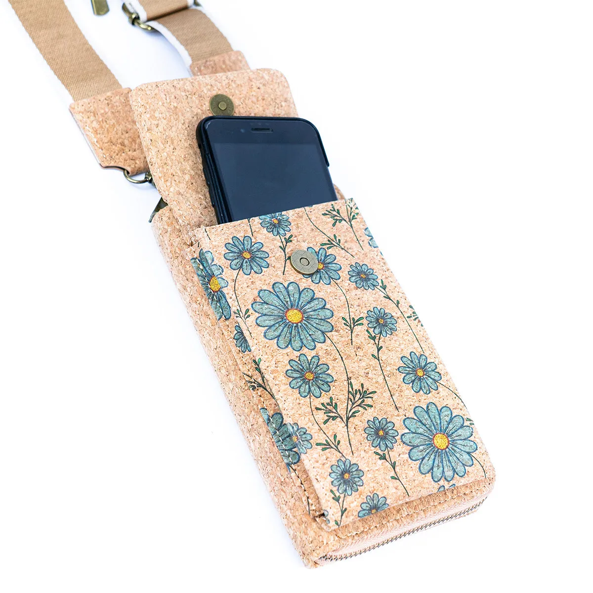 Natural Cork Women's Printed Phone Pouch with Detachable Coin Purse BAG-2310