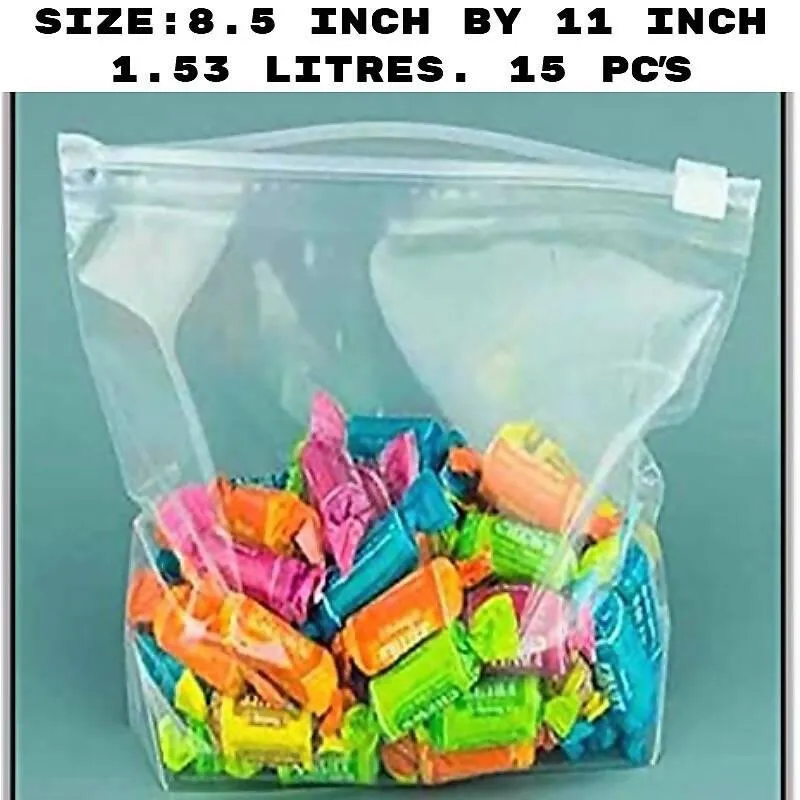 Pack of 15 medium size Freezer bags , Plastic zip bags , Zip lock bags