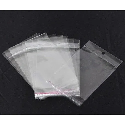 Polyprop Cellophane Selfseal Bags 20x13.5cm Punch Hanging Hole 100pack
