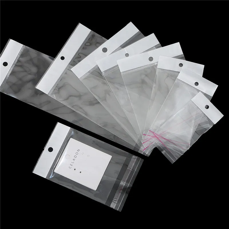 Polyprop Cellophane Selfseal Bags 6.5x18cm Euro Hole Hanging 100pack