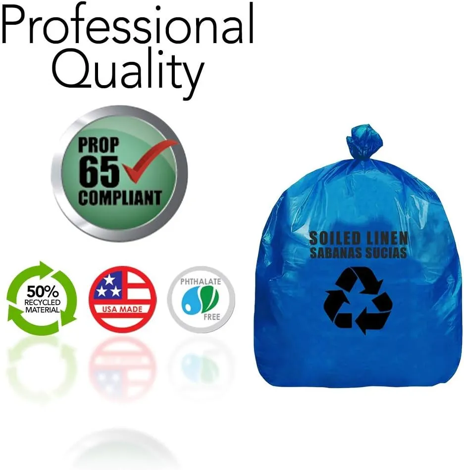 RESILIA Heavy Duty Soiled Linen Bags - Hospital Waste Disposal, Trash Liner, Sanitary Storage, OSHA Approved, Dark Blue, 33 Gallon, 29" W x 43" L, 1 Mil, 0.001 Inch, 1 Case of 200 Bags, Made in USA