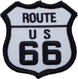 Route 66 Iron On Applique Patch, Highway Sign, Rt. 66 Badge 2.5" - for Hats, Shirts, Shoes, Jeans, Cap, Jacket