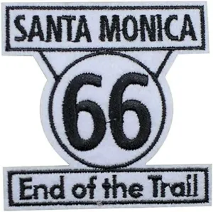 Santa Monica Route 66 Iron on Applique Patch - End of The Trail, California Badge 2.5" - for Hats, Shirts, Shoes, Jeans, Bags, Sewing Decorating DIY Craft