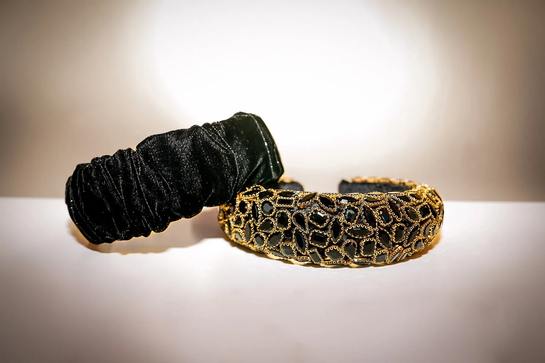 Sparkling Black Braided Headband