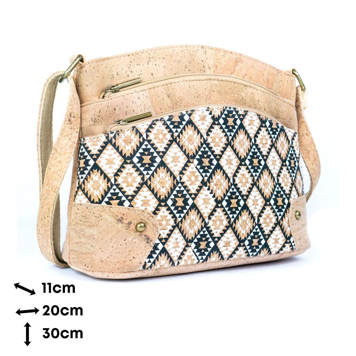 Three-Line Zipper Women's Cork  Crossbody Bag BAG-2284
