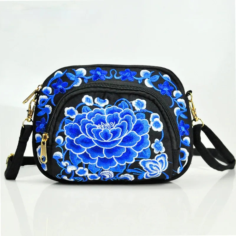 Tibet ethnic embroidery bag double side embroidery canvas zero wallet mobile phone bag women's Mini slant span bag