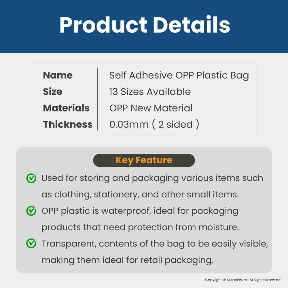 Transparent Self Adhesive OPP Plastic Bag