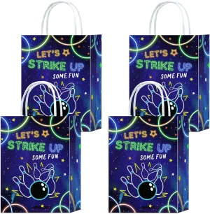 Tyndallrays 16 Pieces Blue Bowling Goodie Bags for Birthday Party Supplies, Gift Snacks Treat Candy Favors With Handles for Kids Adults Theme Decorations