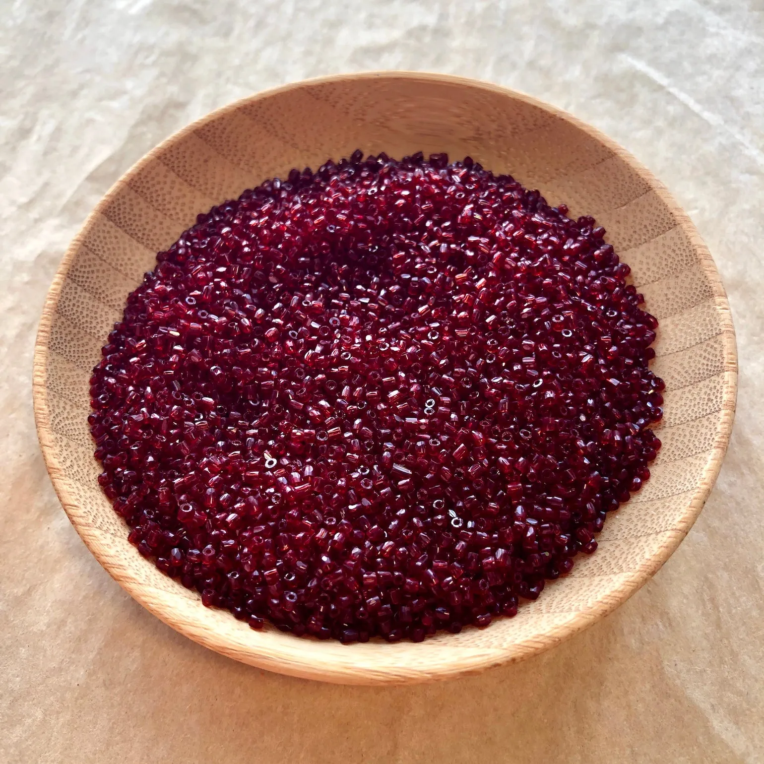 Vintage 9º Dark Ruby Seed Beads, 50 gram bag