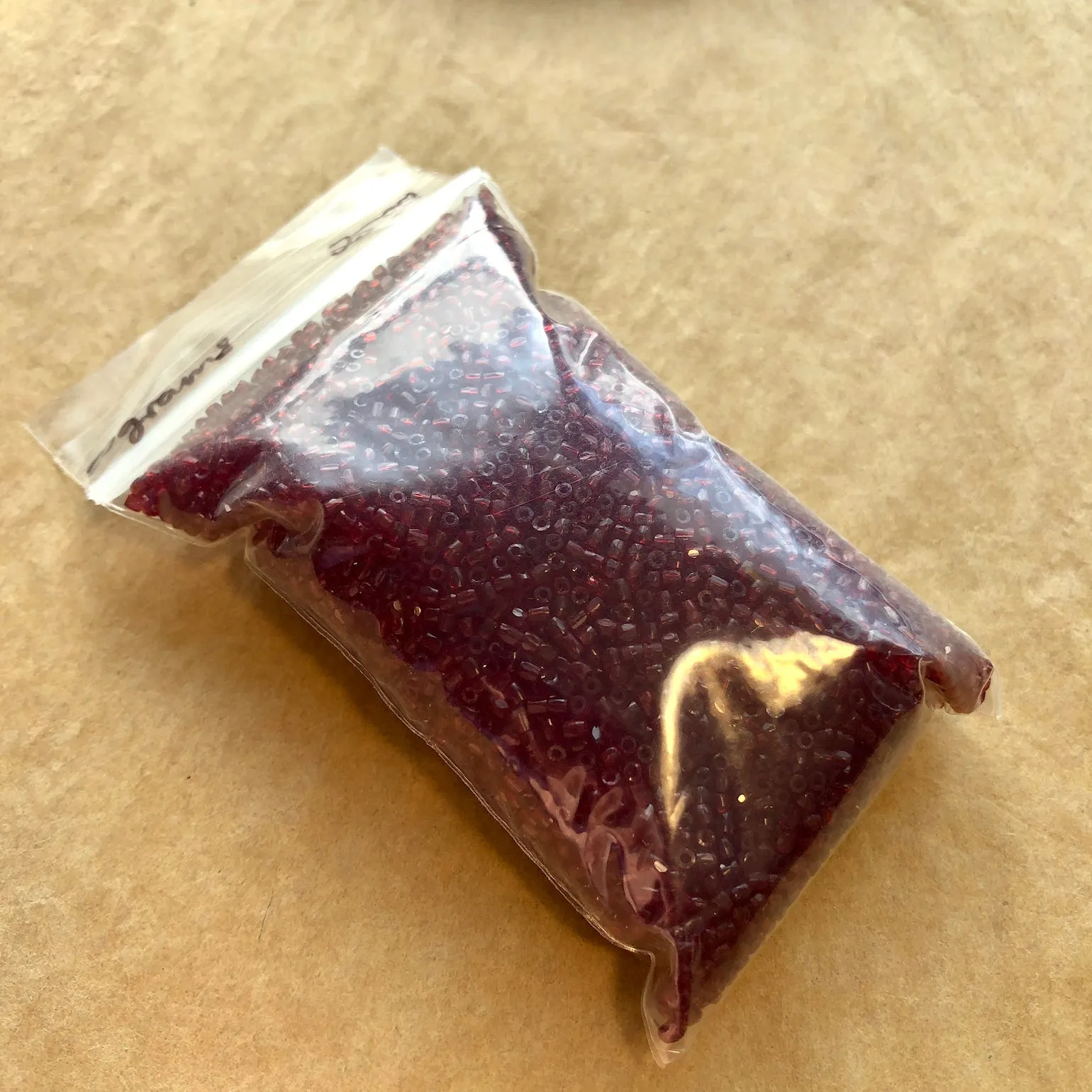 Vintage 9º Dark Ruby Seed Beads, 50 gram bag