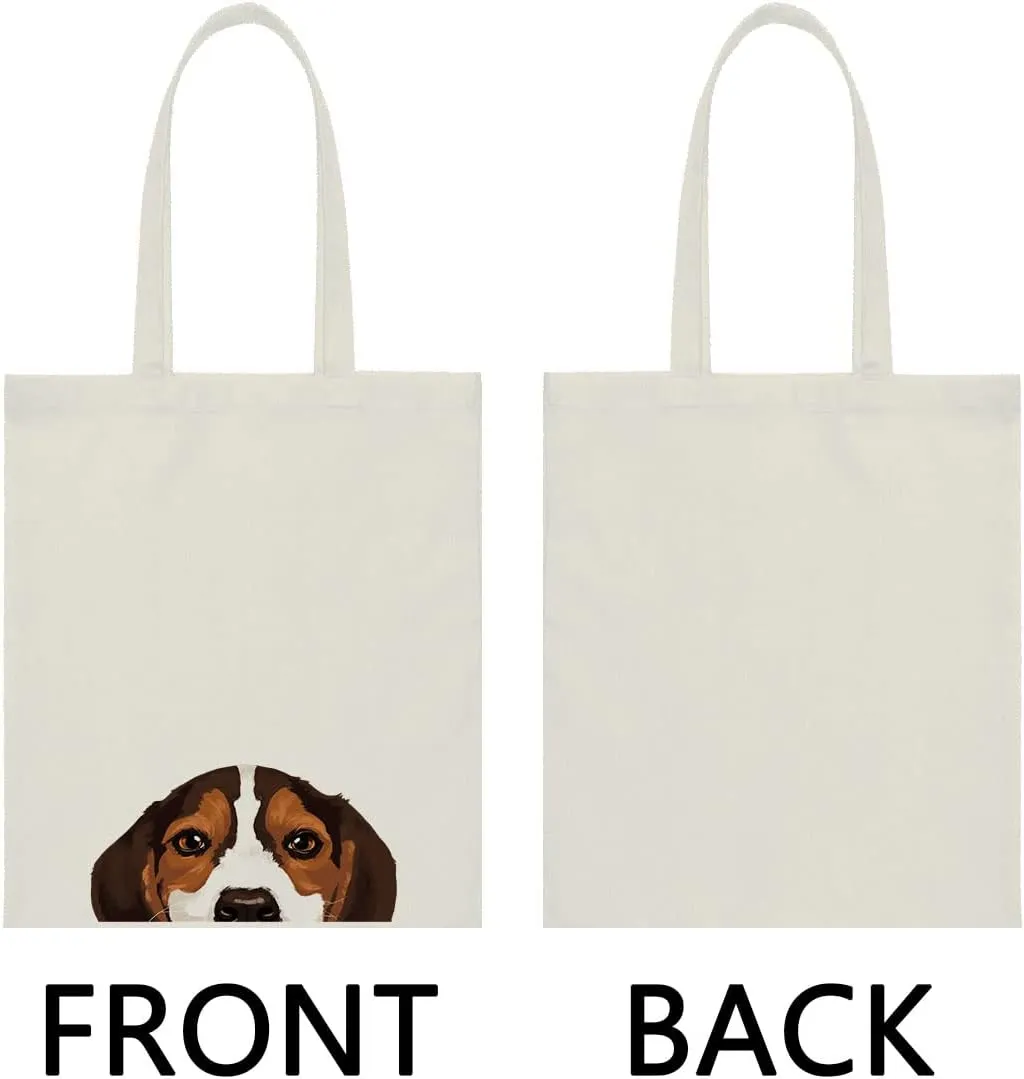 WIRESTER Canvas Tote Bag for Women & Girls - Beach, Grocery & Travel Tote - Cute Dog