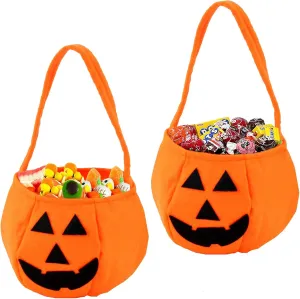 Yomiie 2PCS Halloween Trick or Treat Bucket Bag - Pumpkin Non-Woven Candy Gift Holder for Party Favors